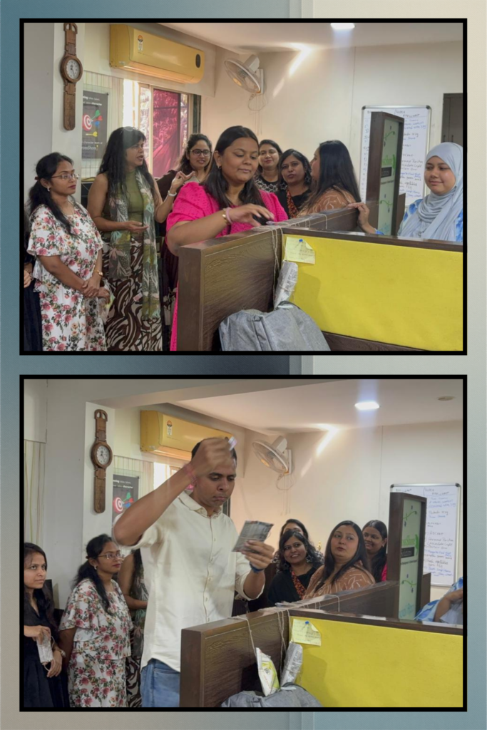 CrossShores team participating in a fun game during the New Year office celebration