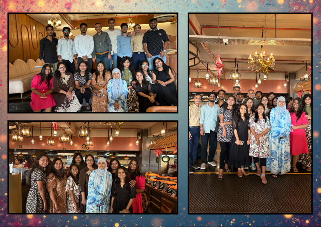 CrossShores team New Year celebration with colleagues enjoying a festive get-together and lunch