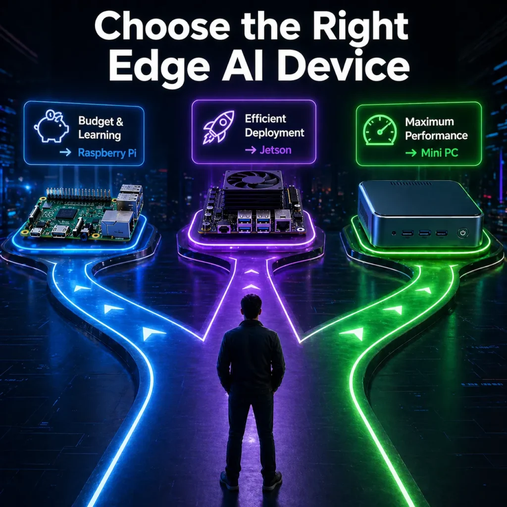 Gemma 4 benchmark decision framework for choosing between Raspberry Pi, Jetson and Mini PC based on use case and performance