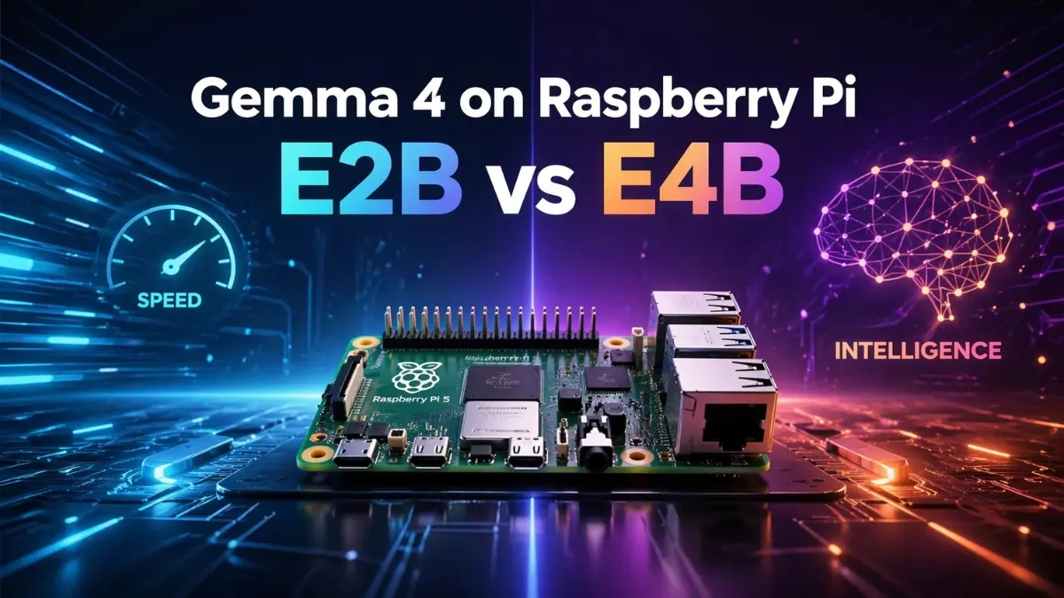 Gemma 4 Raspberry Pi E2B vs E4B visual comparison highlighting speed vs intelligence on edge AI device