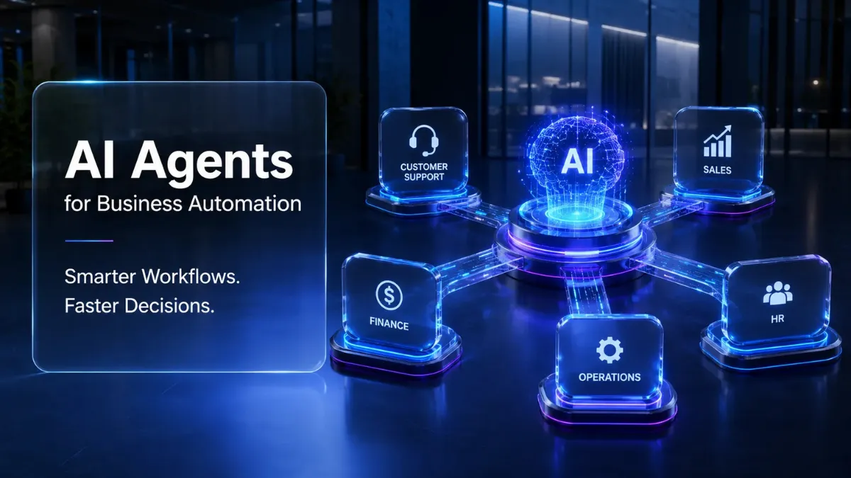 AI agents for business automation connecting enterprise workflows across sales, HR, finance, and customer support