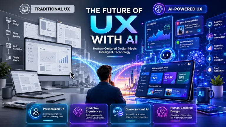 Future of UX with AI and human-centered design infographic