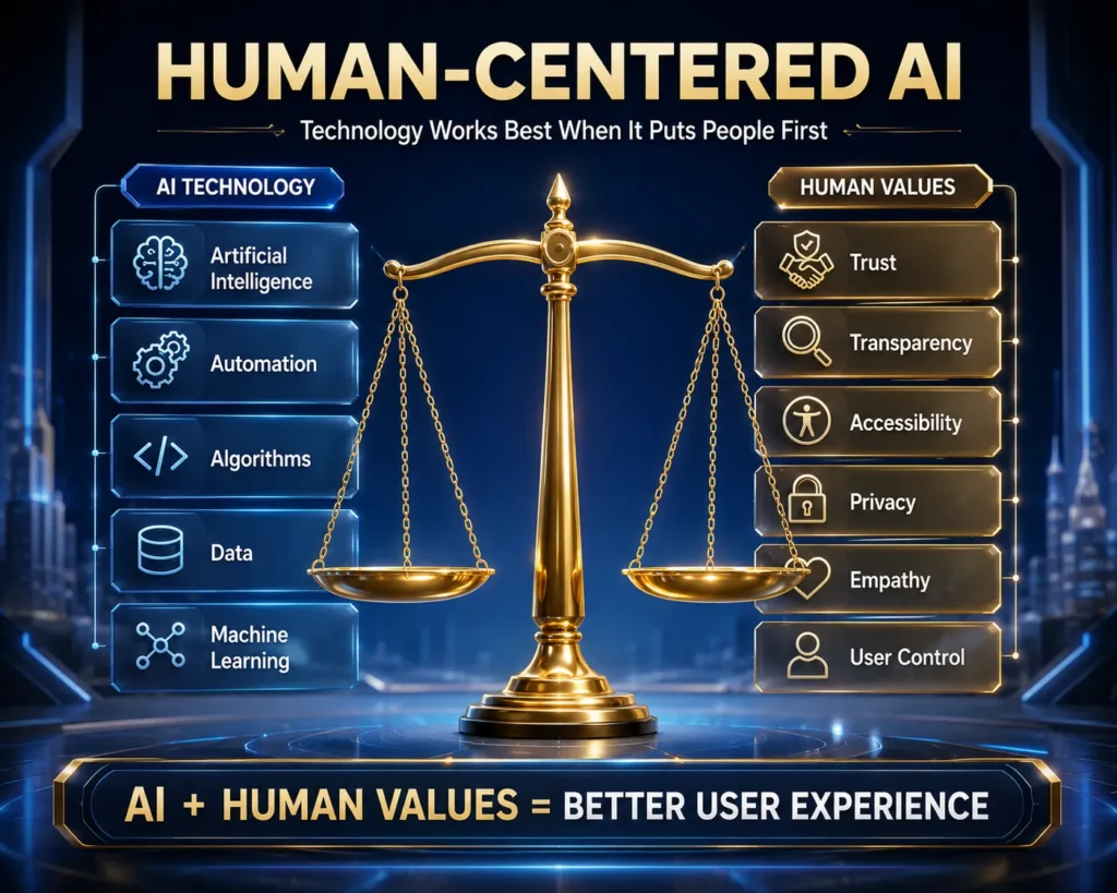 Human-centered AI balancing technology and user experience