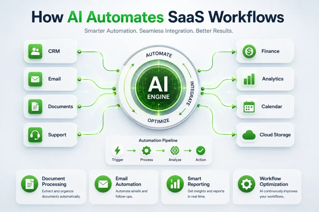 AI workflow automation infographic for modern SaaS applications