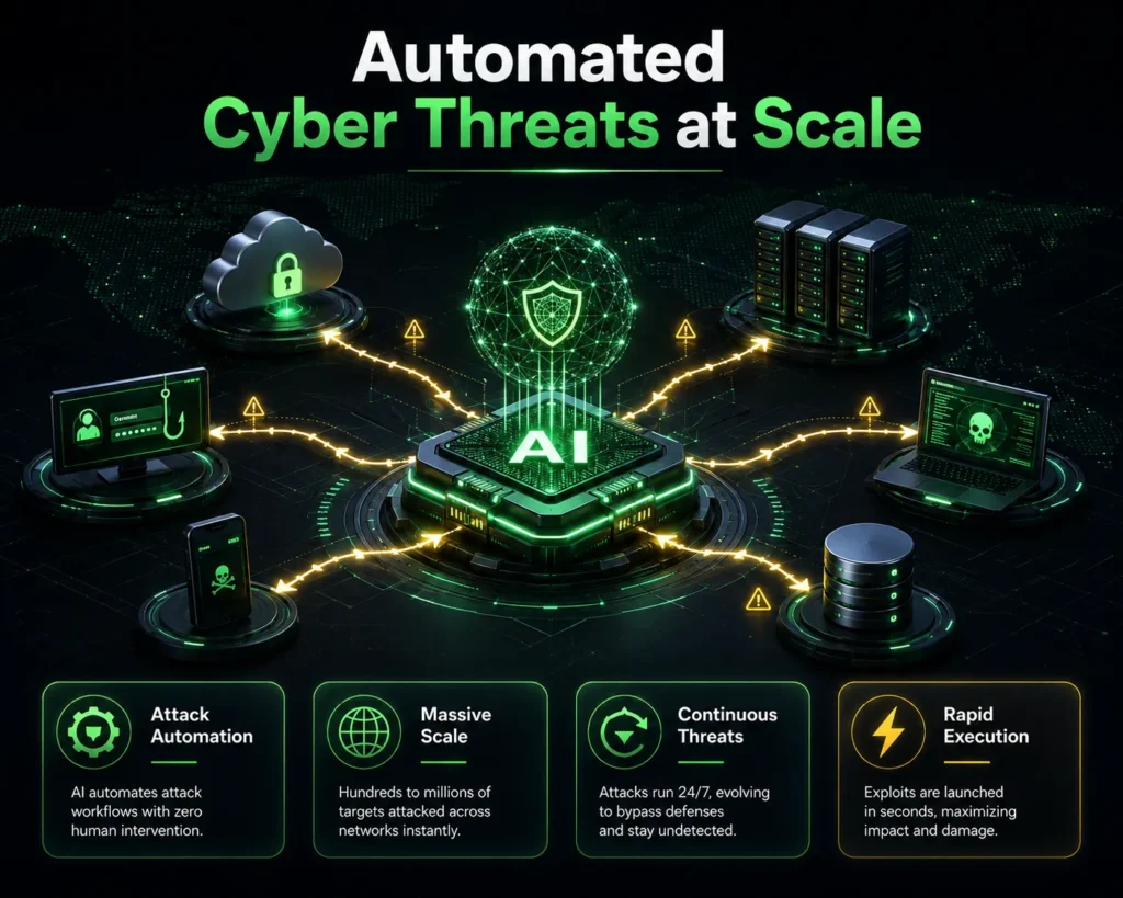 Automated cyber threats at scale infographic