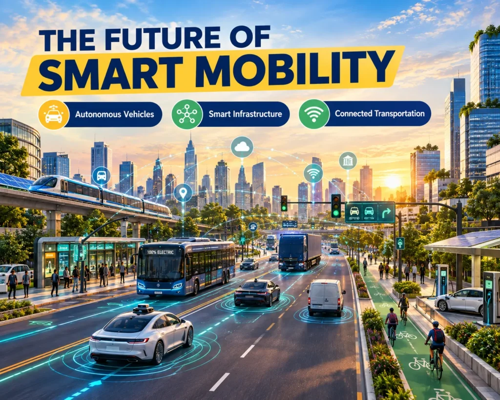 Future of autonomous vehicles with AI-powered smart city transportation and connected mobility